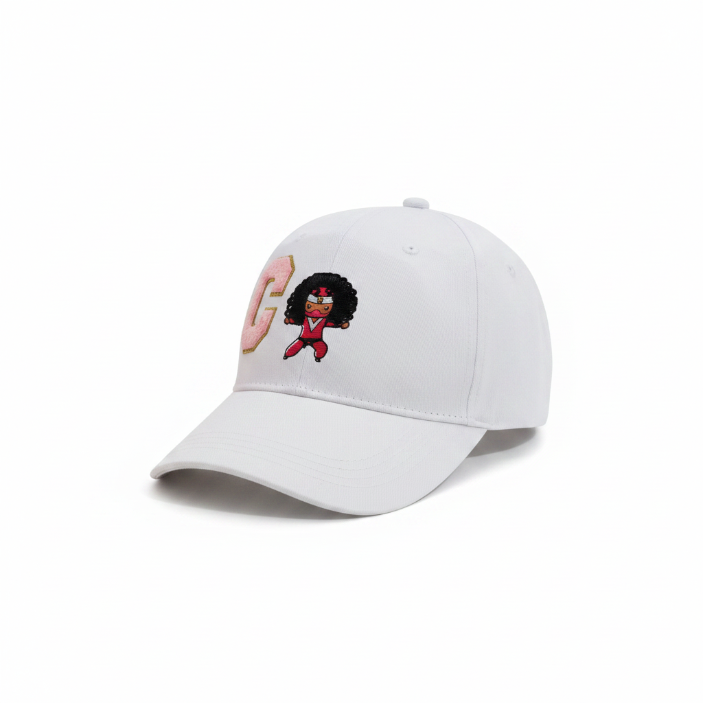 Super Girl Hero Cap with C letter patch and superhero girl graphic