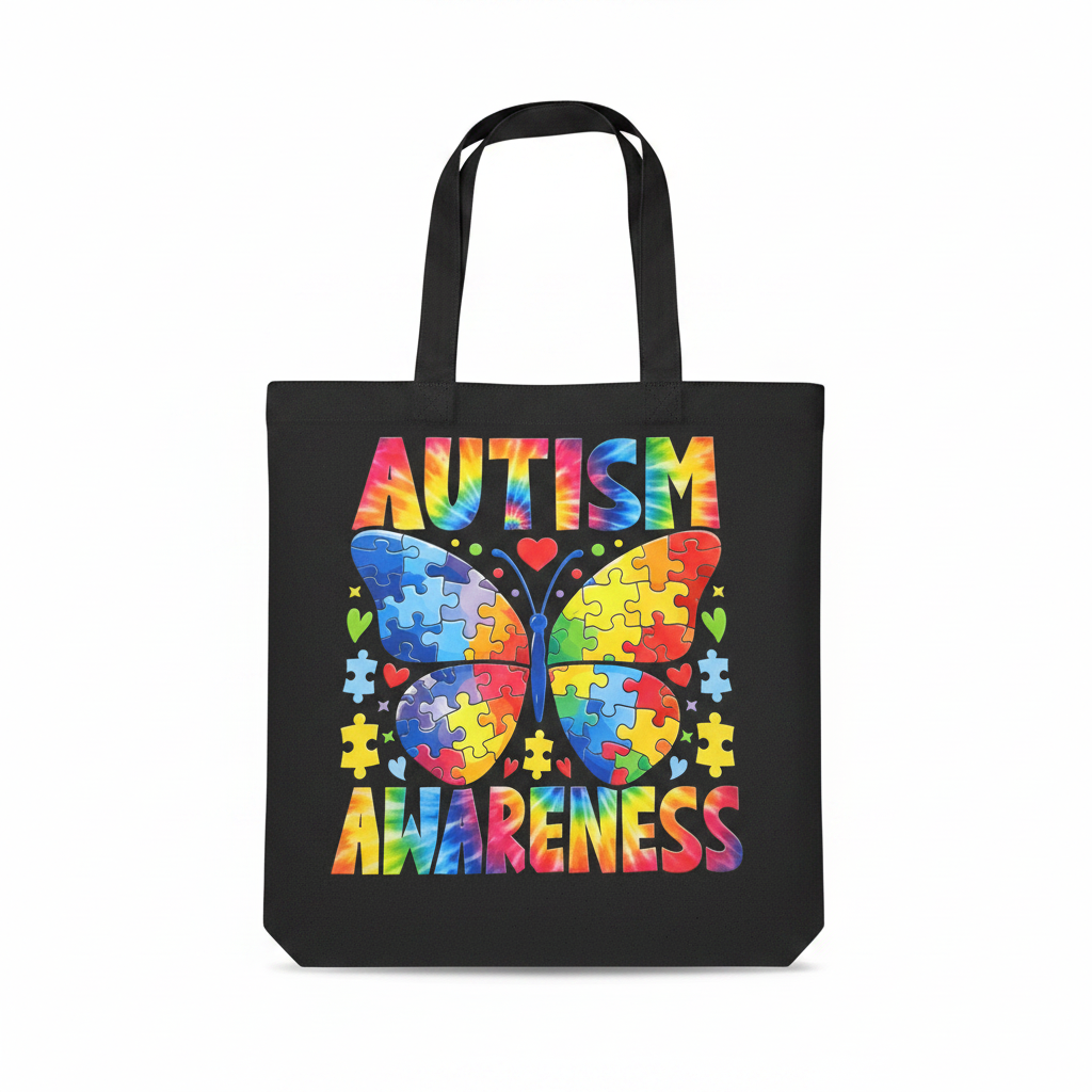 Autism Awareness Tote on White Background