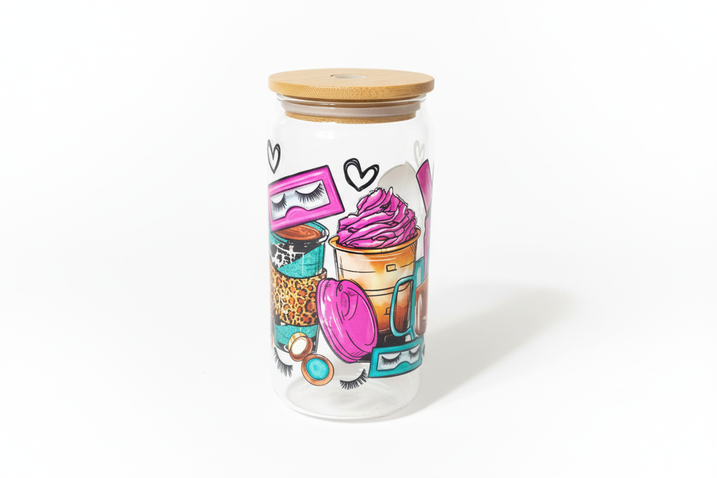 Glam  Glass Tumbler  Cup with Bamboo Lid