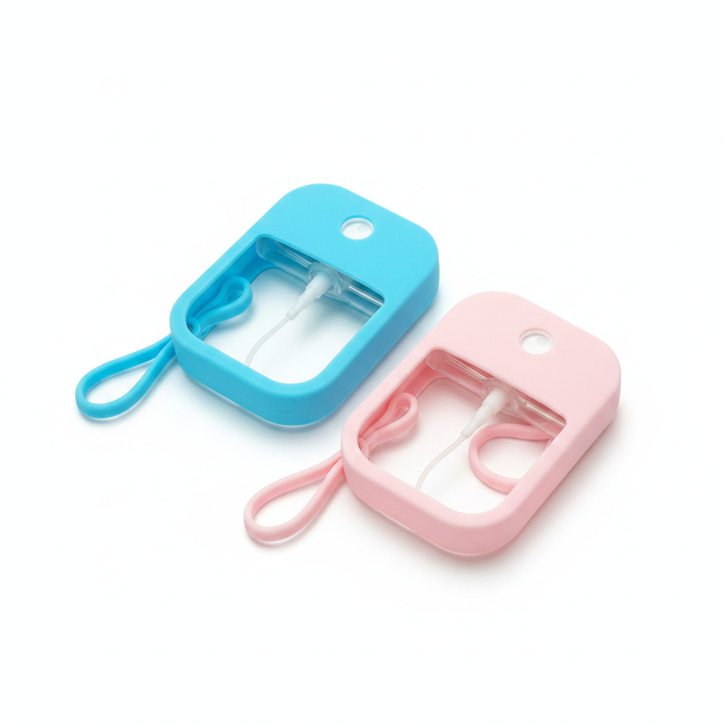 Pink and Blue Silicone Case Covers on White Background