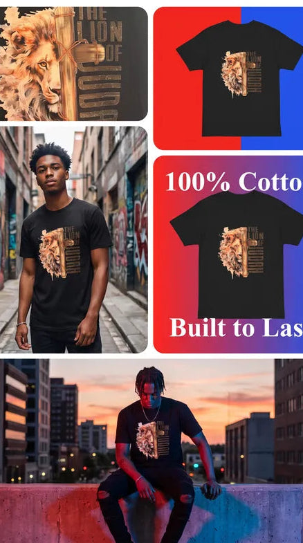 Lion of Judah black streetwear t-shirt with bold graphic